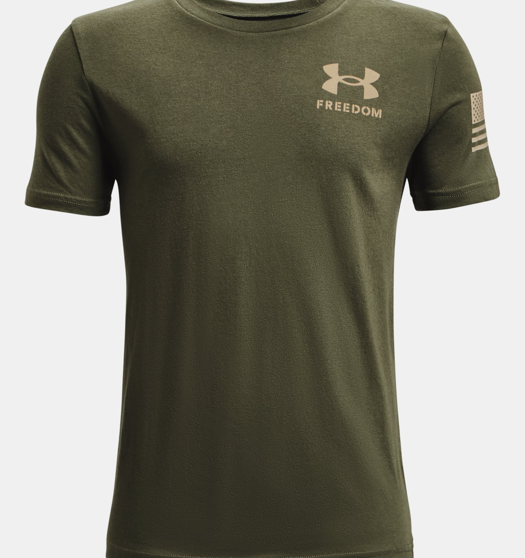 Men's UA Freedom Flag T-Shirt: Everyone makes graphic Ts...but Under Armour makes them better. The fabric we use is light, soft, and quick-drying. *Super-soft, cotton-blend fabric provides all-day comfort *Ribbed collar